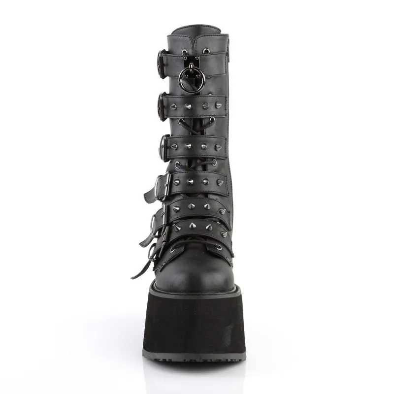 Botte gothique noire avec fermeture multi-sangles cloutées | DemoniaCult
