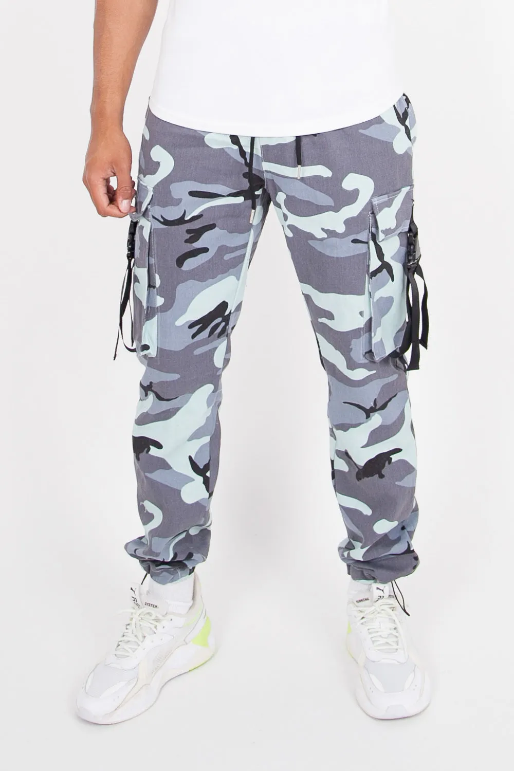 Pantalon camouflage sangles bleu
