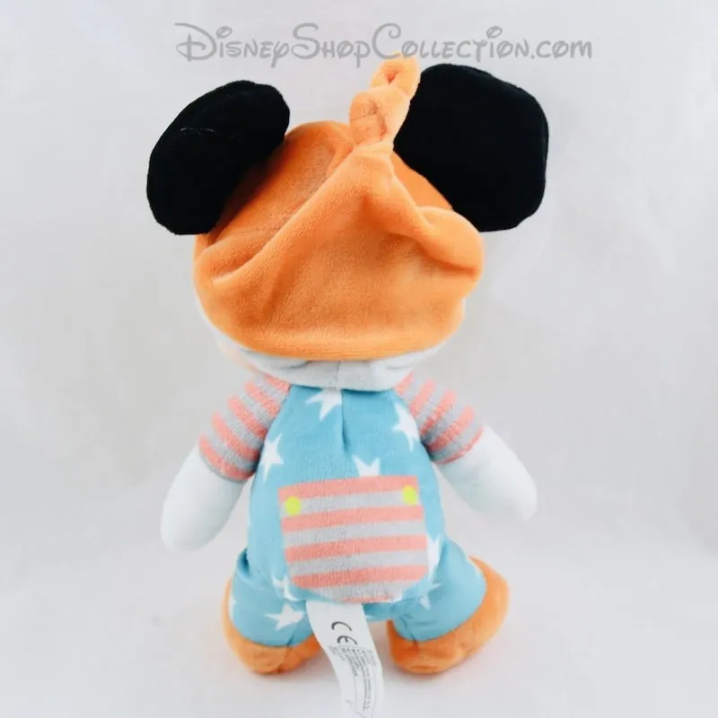 Peluche Mickey NICOTOY Disney pyjama bleu orange étoiles 20 cm