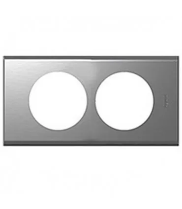 Plaque Céliane 2 postes Métal Inox Brossé, entraxe 57 mm Rénovation