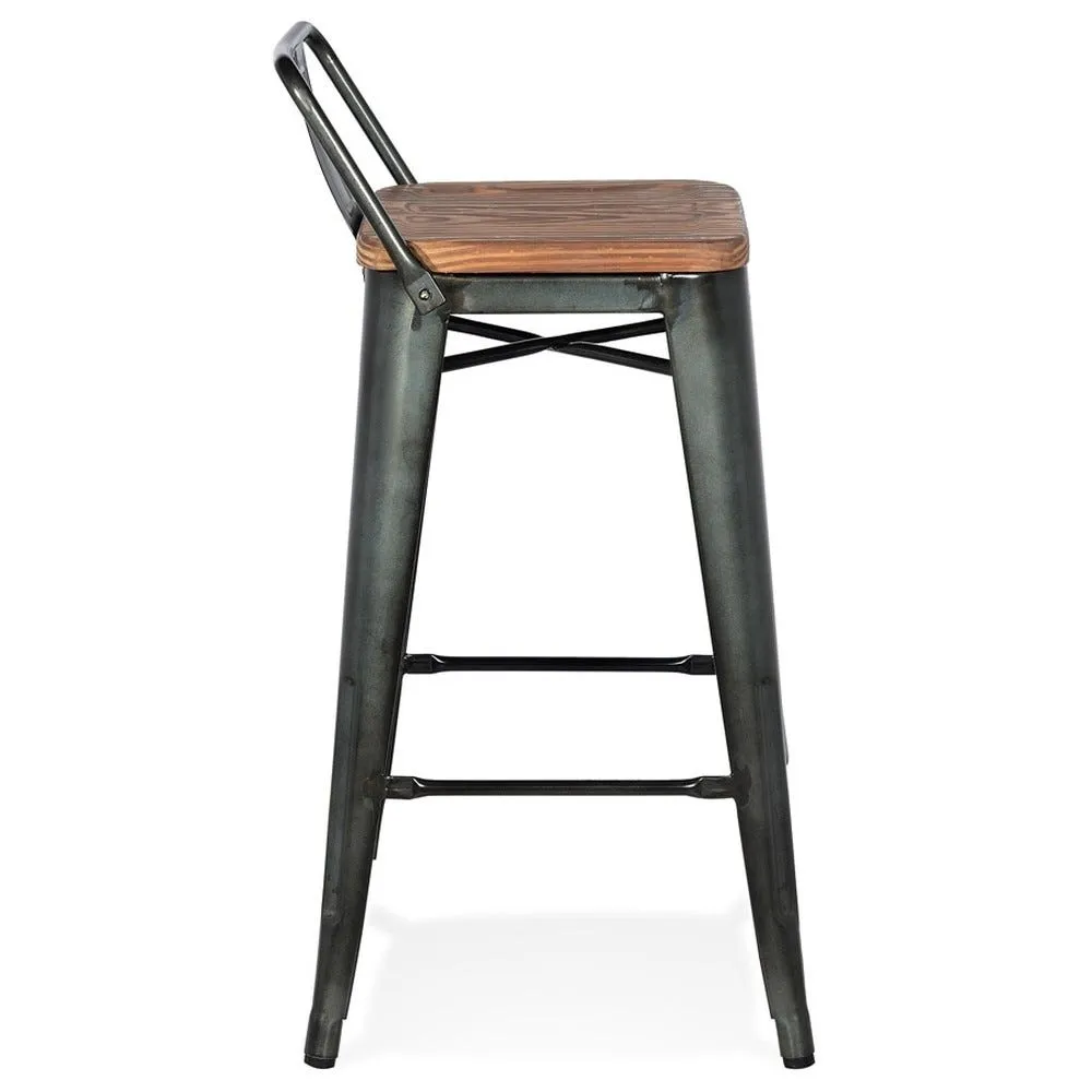 Tabouret snack mi-h 'mecano mini' en métal gris foncé style industriel